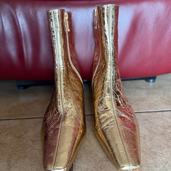 Michale Kors Cosmo Crinkle Metallic Leather Kitten Heel SZS 6M and 8M Orig #155 - Picture 1 of 10